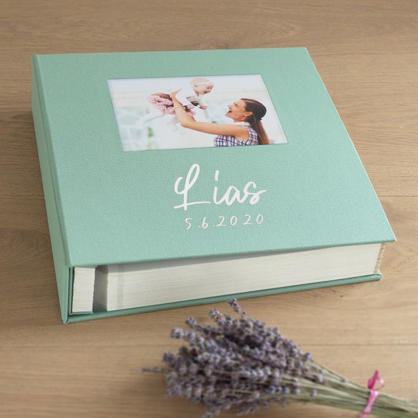 Self-adhesive Baby Photo Album, Baby Memory Book, Baby Scrapbook Album with Photo Window, Baby Shower Gift | Hand Made in Europe