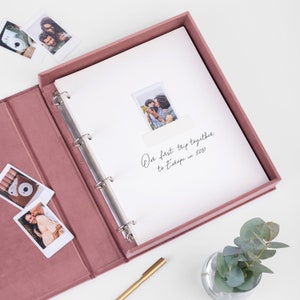 Coffee Table Photo Album, Blush Pink Velvet Wedding Guest Book, Custom Instant Photo Album