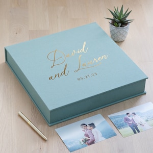 Wedding Keepsake Box, Personalized Linen Memory Box, Wedding Photo Album Box, Custom Size Scrapbook Box, Large Wedding Gift Box