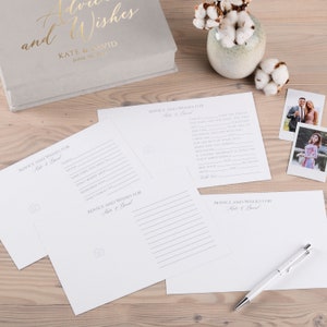 Biglietti d'auguri Mad Lib per matrimoni in scatola di velluto personalizzata, biglietti di auguri per matrimoni con scatola, alternativa al libro degli ospiti per matrimoni, biglietti di auguri per addio al nubilato