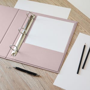 Carpeta de anillas personalizada con 2, 3 o 4 anillas / Carpeta de anillas de lino con bolsillo en el lado derecho / Carpeta de anillas personalizada para papel tamaño A4 y carta de EE. UU.