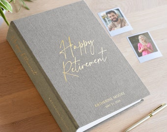 Custom Retirement Guest Book | Personalized Keepsake for Farewell Party | Elegant Linen Memory Book for Well Wishes | Hand Made in Europe