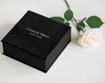 Wedding Ring Box with Removable Ring Pillow, Custom Ring Box, Black Velvet Ring Bearer Box