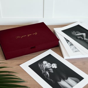 Boîte boudoir avec passe-photos en velours, boîte boudoir en velours avec 20 passe-partout sans acide, boîte pour photos de boudoir, meilleur cadeau d'anniversaire pour mari