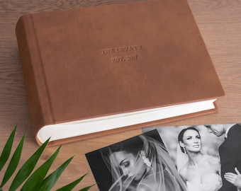 Álbum de fotos de aniversario de bodas / Álbum de recortes de cuero personalizado / Libro de recuerdos personalizado