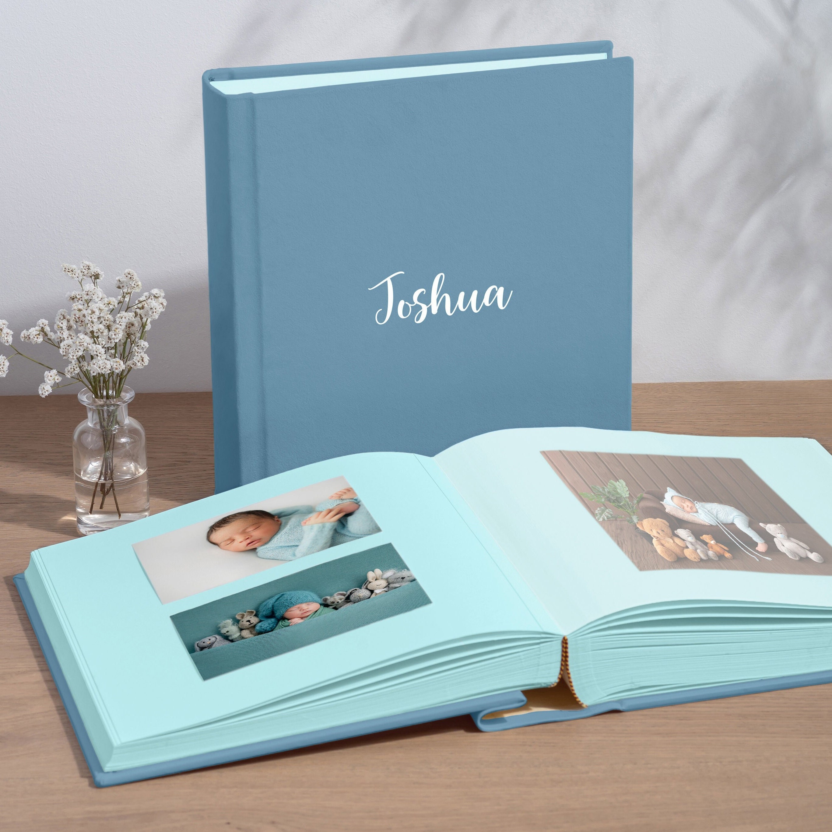 Chevron Libro Bebé Azul: Álbum de fotos y recuerdos para el primer año de  vida