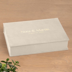 Ivory Scrapbook Box, Keepsake Box, Velvet Clamshell Box, Photo Album Box