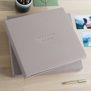 Extra Large Personalized Leather Wedding Album | Holds 1200 4x6&quot; Photos | Portrait & Landscape Slip-In Sleeves | Premium Scrapbook