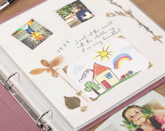 Velvet Baby Scrapbook Album | Personalized 12x12 Blush Pink Scrapbook Binder | Large Vintage Style Family Book | Custom 3 Ring Photo Album