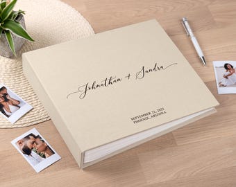 Instax Mini Album, Linen Wedding Guest Book, Personalized Photo Guestbook for Instax Mini Wide Square etc. Photos, Custom Photo Booth Book