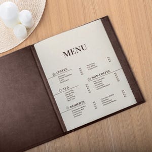 Aangepaste restaurantmenumappen | Gepersonaliseerde menuboeken | Menuomslagen harde kaft | Eco lederen menuhouders | Hoesjes bruiloftsmenu's