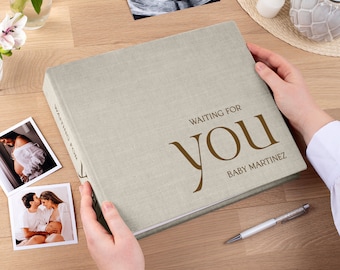 Personalized Pregnancy Journal - Planer, Pregnancy Diary Gender Neutral, Best Pregnancy Gift for Expecting Mom, Natural Linen Pregnancy Book
