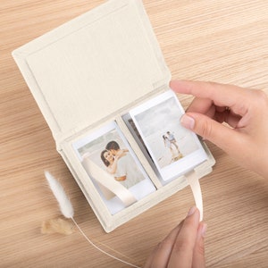 Personalized Box for Instax Mini Photos | Keepsake Case for all Instant Photo Sizes | Linen Picture Storage Box | Hand Made in Europe