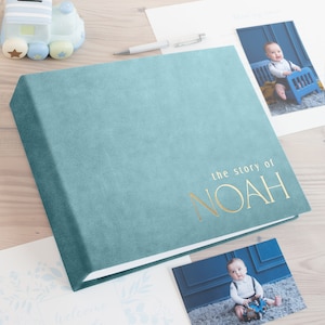 First Year Baby Memory Book, Personalized Baby Album, Modern Baby Shower Gift, Story Of You, Suede 5 Years Baby Book, Best New Mom Gift