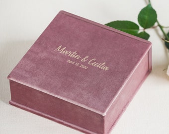 Velvet Ring Bearer Box with Removable Ring Bearer Pillow, Wedding Ring Box, Personalized Ring Box