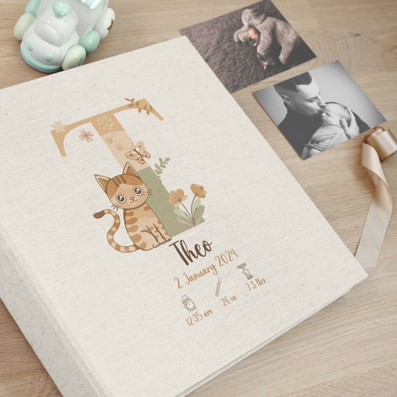 Linen Baby Photo Album with Sticky Pages, First Year Baby Memory Book, Self  Adhesive Baby Scrapbook Album, Baby Shower or New Mom Gift