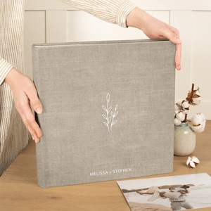 Large Linen Traditional Book Bound Album | Photo Book as Wedding, Anniversary, or Birthday Gift | Modern Design Scrapbook Handmade in Europe
