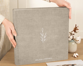 Large Linen Traditional Book Bound Album | Photo Book as Wedding, Anniversary, or Birthday Gift | Modern Design Scrapbook Handmade in Europe