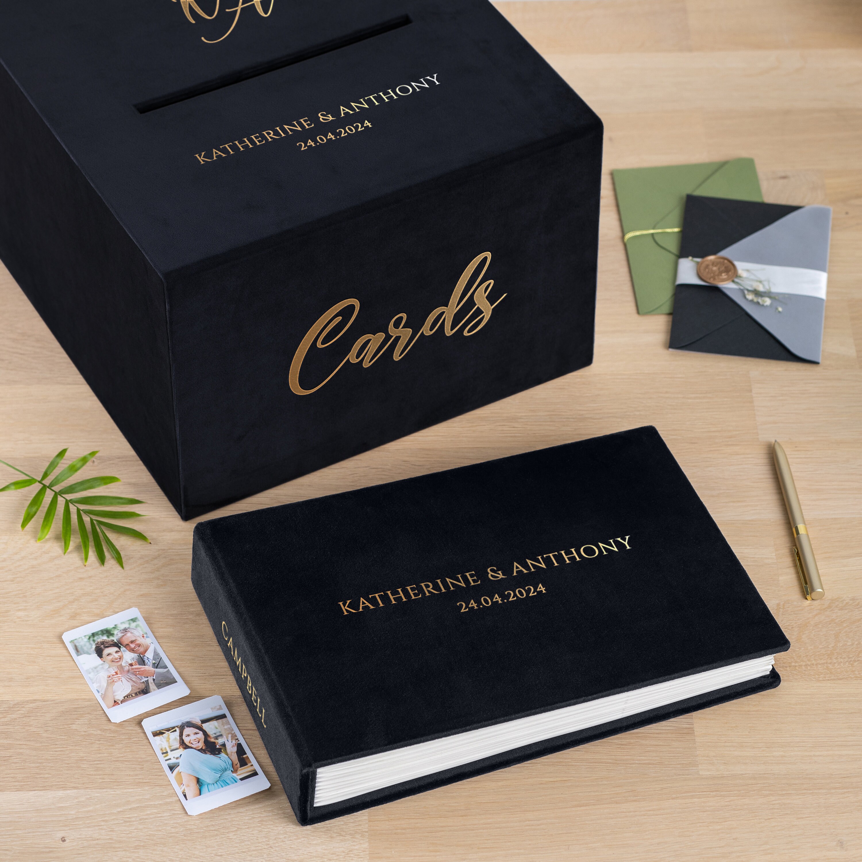 Personalized Velvet Wedding Card Box | Modern Gift Card Holder With ...