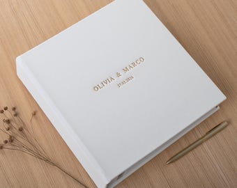 Self-Adhesive Wedding Photo Album | Gold Foil Personalized Coffee Table Book | Large Family Album | Custom Travel Scrapbook | Hand Made
