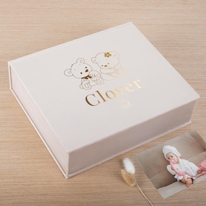 Große Baby Mädchen Erinnerungsbox | Baby Zeitkapsel Box | Personalisierte Baby Boy Memory Box | Individuelles Taufkästchen | Baby-Dusche-Geschenk-Box