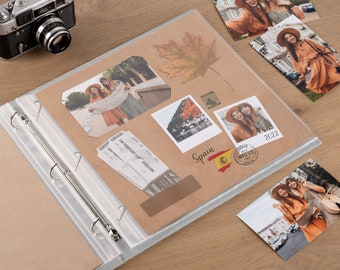 Album na zdjęcia z personalizowanym nadrukiem 12x12, rustykalny album rodzinny, album na zdjęcia z podróży w stylu vintage, duży album na zdjęcia z 3 pierścieniami