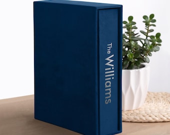 Velvet Ring Binder with 2-3-4 Rings + Case | Ring Binder and Slipcase | Personalized Hard Cover Ring Binder for A5, A4, A3, US Letter etc.