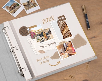Personalisiertes Gästebuch-Album mit selbstklebenden Seiten, Reisefotoalbum im Vintage-Stil, großes Hochzeitsalbum mit 3 Ringen, Familienfotoalbum