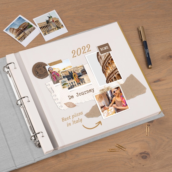 Buy Personalized Scrapbook Album With Self-adhesive Pages, Vintage Style  Travel Photo Album, Large Wedding 3 Rings Album, Family Photo Album Online  in India 