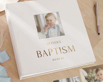 Album photo personnalisé pour baptême de bébé avec pochettes pour jusqu'à 1000 photos 10x15 cm | Album souvenir avec fenêtre photo | Cadeau souvenir de baptême