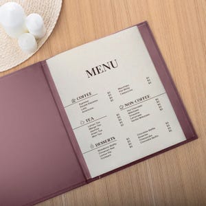 Custom Restaurant Menu Folders | Personalized Menu Books | Hard Cover Menu Covers | Eco Leather Menu Holders | Wedding Menu Covers