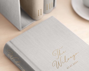 Leinen Hochzeitsfotoalbum für 300 4x6 Fotos, personalisiertes Scrapbook Album mit Hüllen, Einsteckbuch - Das beste Geschenk zum Hochzeitstag
