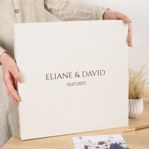 Álbum de fotos de boda extragrande / Álbum de fotos familiar XXL personalizado / Álbum de recortes de lino / Álbum de estilo tradicional hecho a mano en Europa