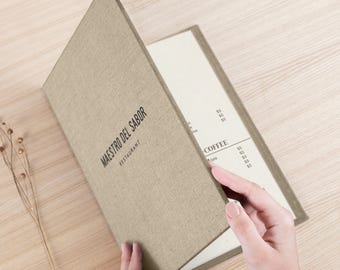 Personalized Menu Books | Custom Restaurant Menu Folders | Hard Cover Linen Menu Covers | Velvet Menu Holders | Wedding Menu Covers