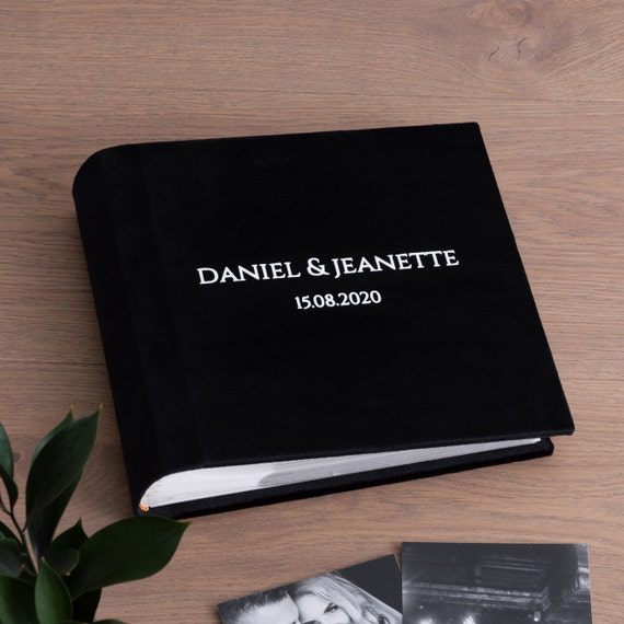 Slip in Photo Album for 200 4x6 or 5x7 Photos, Black Personalised Velvet  Photo Album With Sleeves 