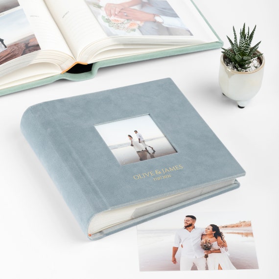 Photo Album With Sleeves for 200 4x6 or 5x7 Photos and Photo Window,  Personalised Velvet Photo Album With Sleeves 