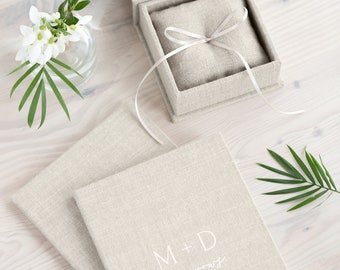 Libros de votos matrimoniales personalizados / Libretos de votos matrimoniales de lino de lujo / Recuerdo elegante y personalizado / Hecho a mano por Arcoalbum