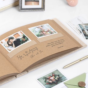 Libro degli ospiti per matrimonio ecologico in carta kraft riciclata e lino naturale / Alternativa al libro degli ospiti per matrimonio Instax / Fatto a mano in Europa