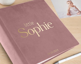 Baby Slip In Photo Album for 200 4x6 or 5x7 Photos | Personalized Baby Book with Sleeves for 10x15cm or 13x18cm Photos | Baby Birthday Gift