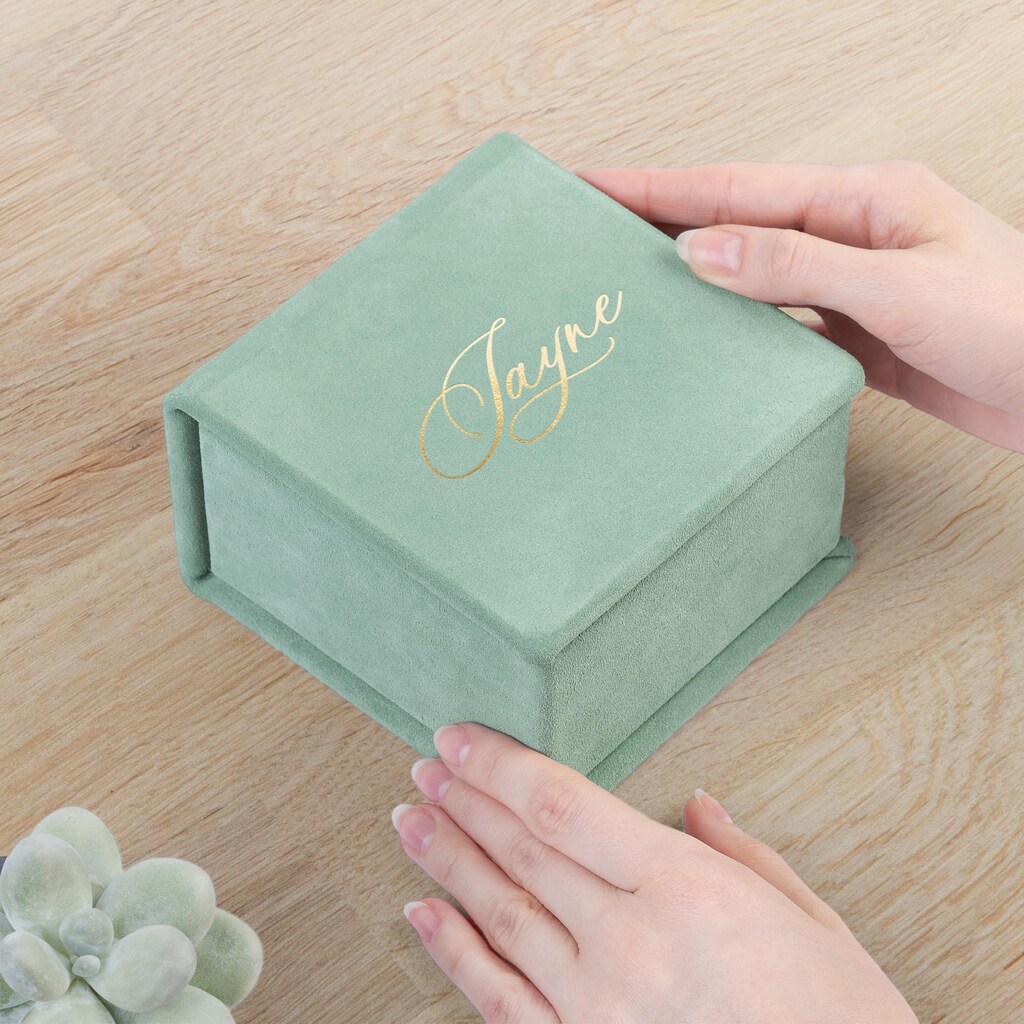 Scatola Portagioie In Pelle PU Verde Con Interno In Velluto – Per Collane E Ciondoli – 7,5x7,5x4,5 Cm, Idea Regalo Elegante