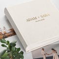 Large Traditional Book Bound Wedding Photo Album, Linen Anniversary Scrapbook Album, Modern Family Photo Book, Photo Album as Wedding Gift product logo