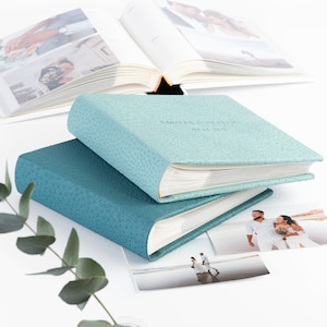 Slip In Photo Album for 200 4x6, 5x7 Photos, Personalized Photo Album with Sleeves, Embossed Eco Leather Album