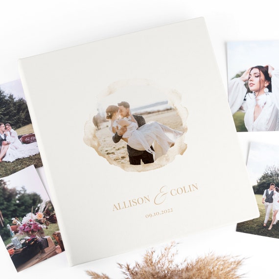 Wedding Photo Album With Sleeves for 100 1000 4x6 Photos Large Eco Leather  Anniversary Slip in Photo Album With Printed Photo on Cover 