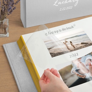 Personalized Scrapbook Album With Self-adhesive Pages, Vintage Style Travel Photo Album, Large Wedding 3 Rings Album, Family Photo Album image 4