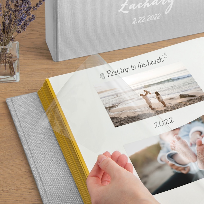 Personalized Scrapbook Album With Self-adhesive Pages, Vintage Style Travel Photo Album, Large Wedding 3 Rings Album, Family Photo Album image 4