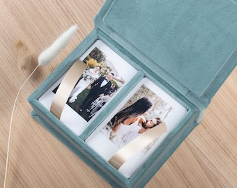 Luxurious Velvet Photo Box for Instant Photos | Custom Keepsake Case for Instax and Other Formats | Elegant Storage for Special Moments