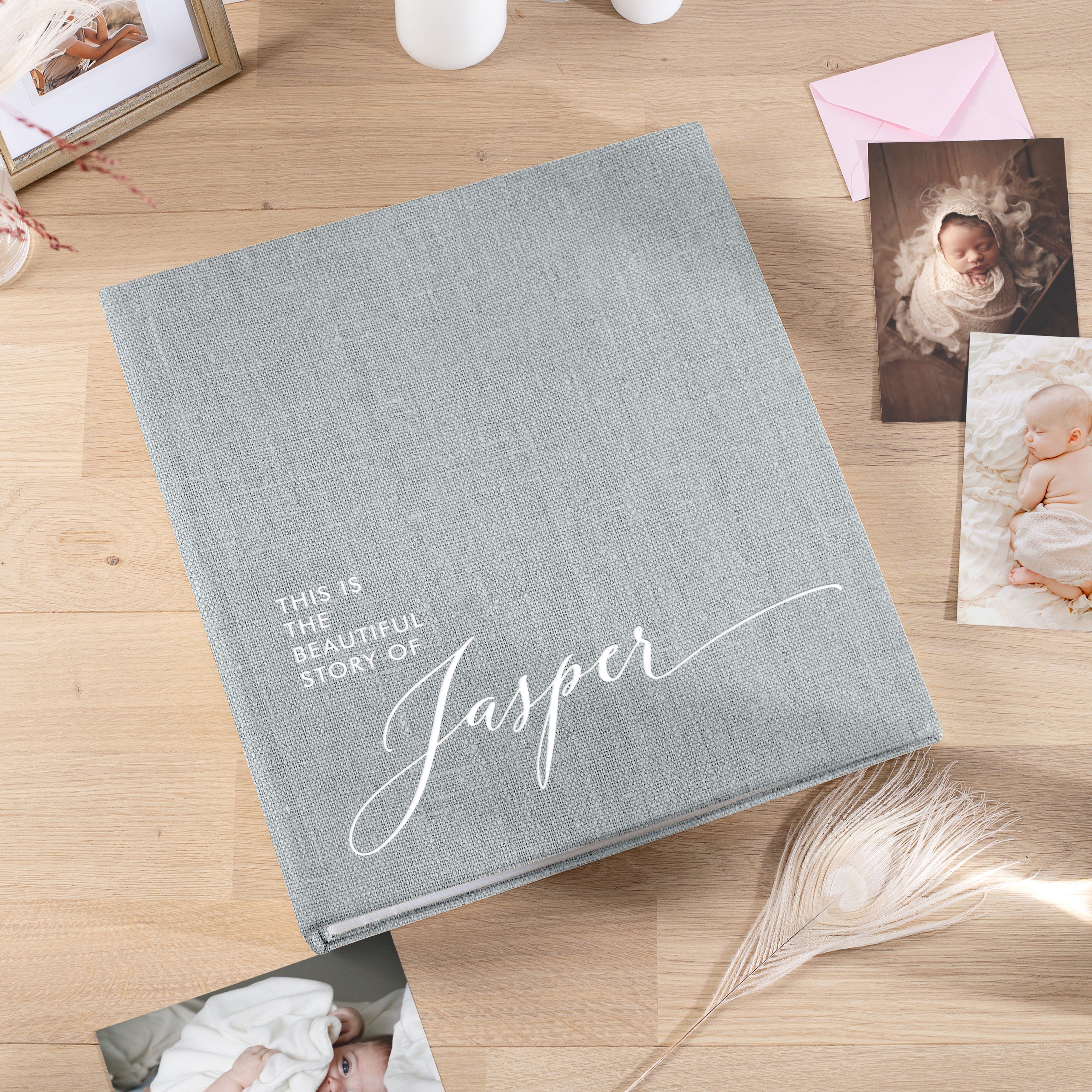 Linen Baby Photo Album With Sleeves for 100-1000 4x6 Photos, Baby Slip-in  Memory Book, Personalized Baby Scrapbook Album, Baby Shower Gift 