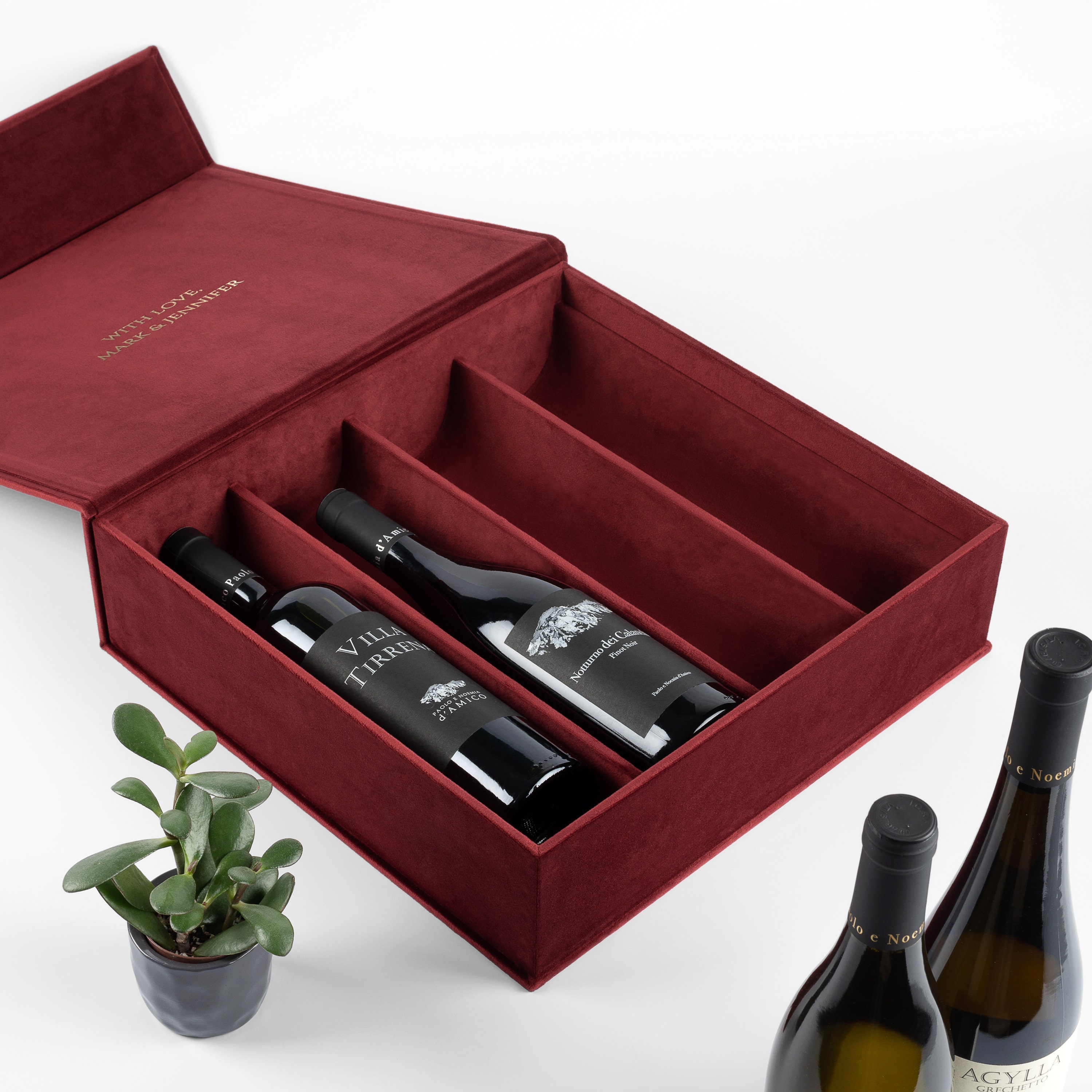 Personalized Box for 3 4 Wine Bottles Champagne Gift Box for