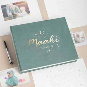 Islamic Baby Memory Book | Personalized Muslim Keepsake Album | Custom Halal Baby Journal | Photo Book with Quran and Hadith References