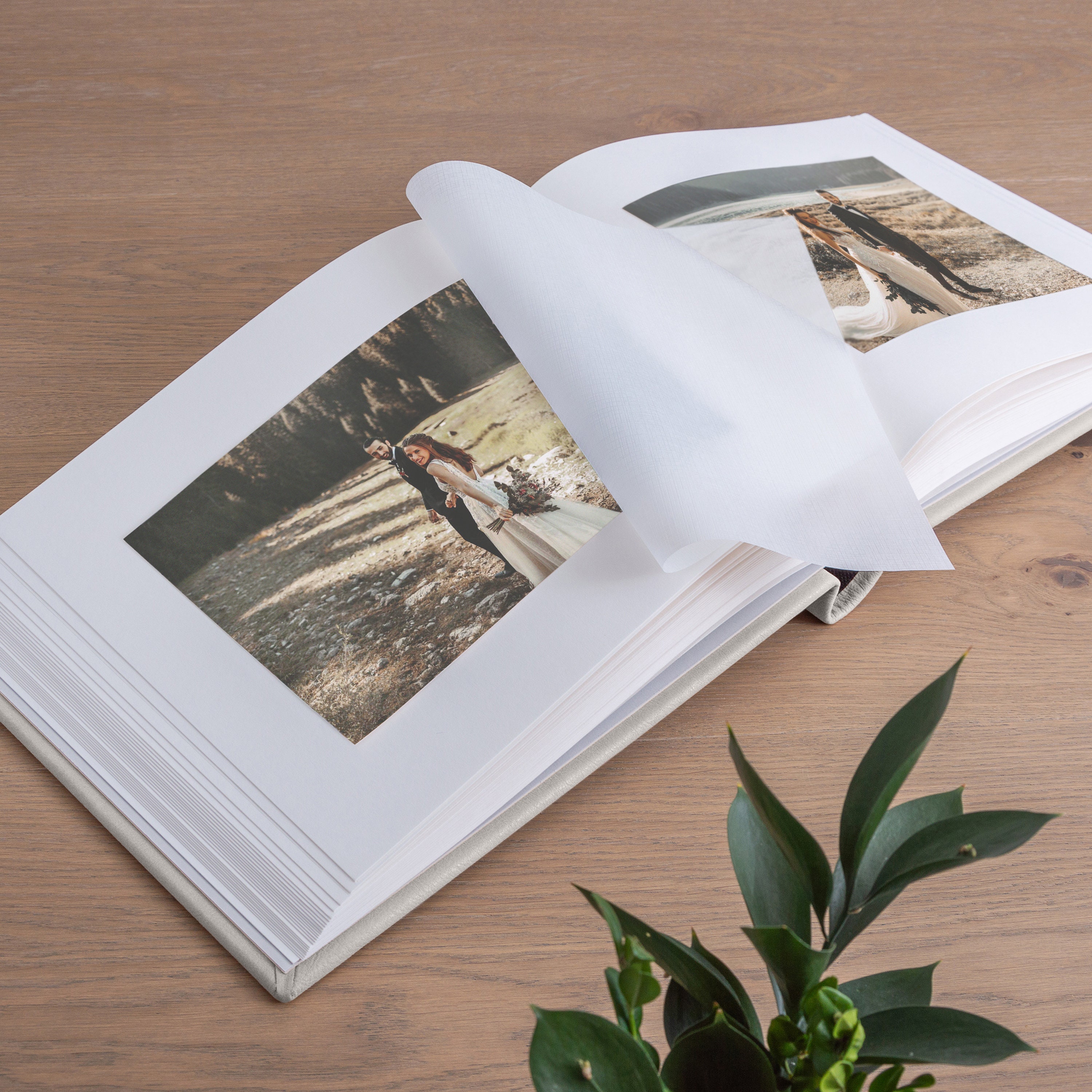 8x10 Gray Linen Bookcloth Slip-in Custom Matted Portrait Photo